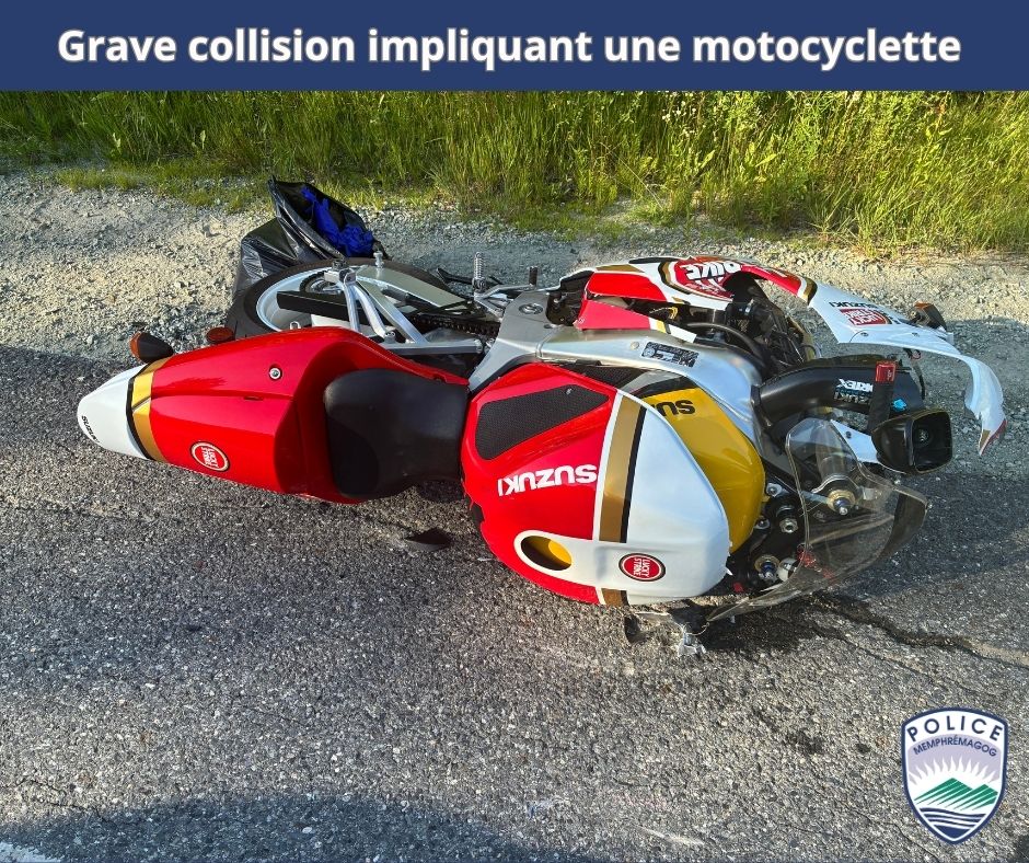 Grave collision impliquant une motocyclette