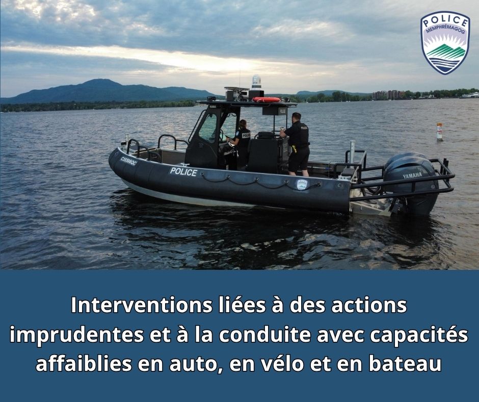 Interventions liées à des actions imprudentes et à la conduite avec capacités affaiblies en auto, en vélo et en bateau