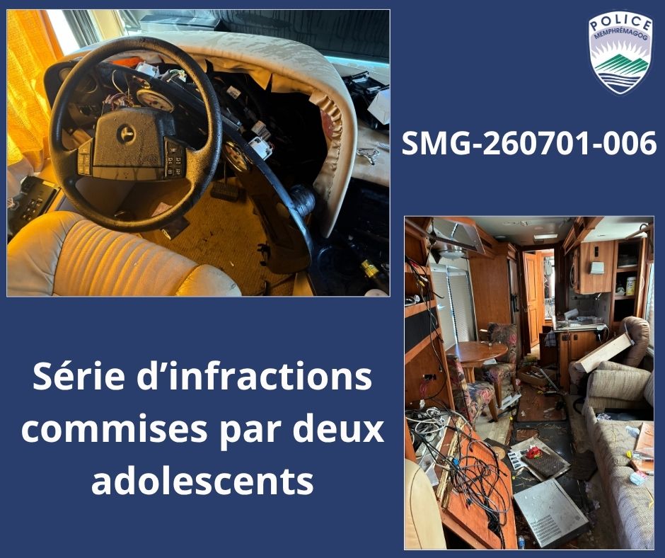 Une autre série d’infractions commises par deux jeunes adolescents à Magog